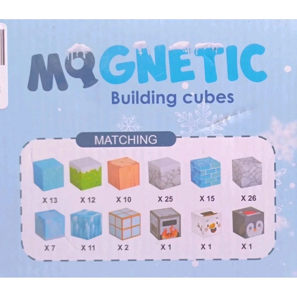 124PCS Magnetic Building Blocks Winter/ Christmas Toddler Build  Set US